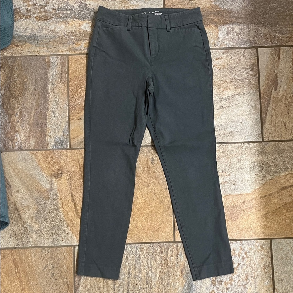 Green Gray Stretch Ankle Pants